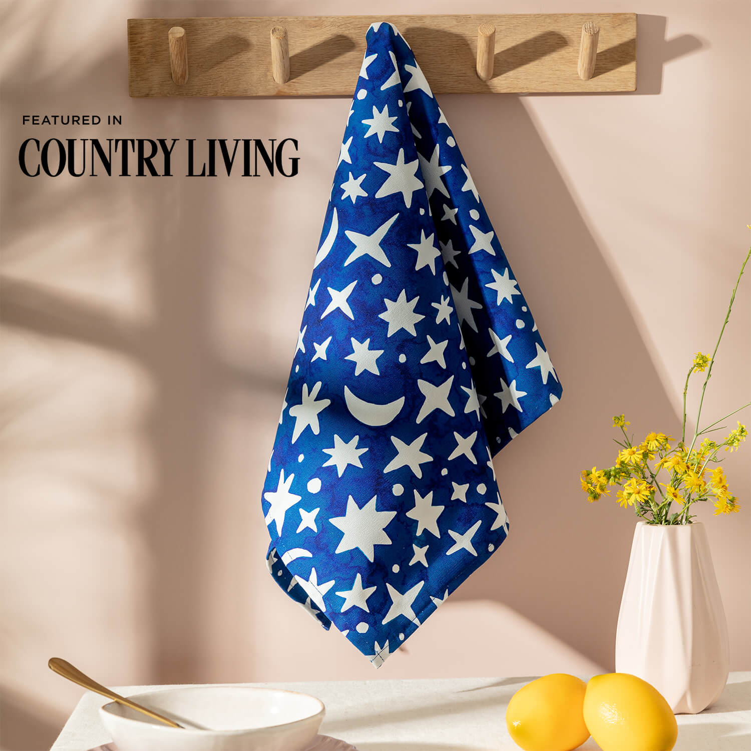 Moon and Stars Tea Towel featured in Country Living Magazine December 2024 - The Moonlit Press