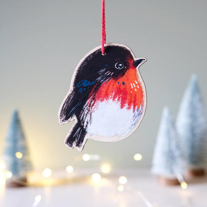 Wooden Robin Christmas Decoration