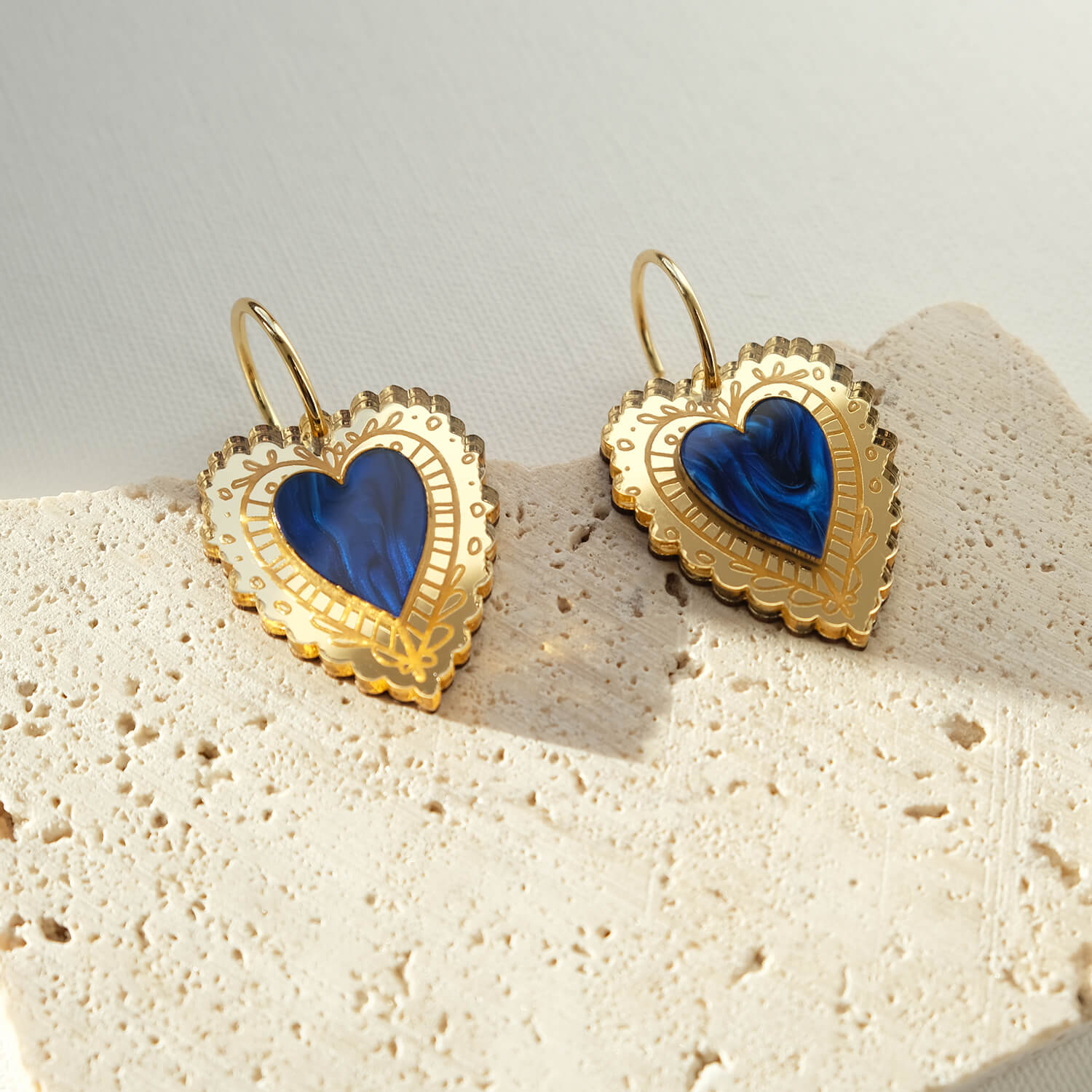 Blue heart hoop deals earrings